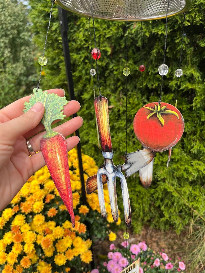 Whimsical Art Windchime - Veggie Garden