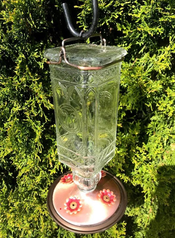 Hummingbird Feeder Vintage Inspired Clear Glass