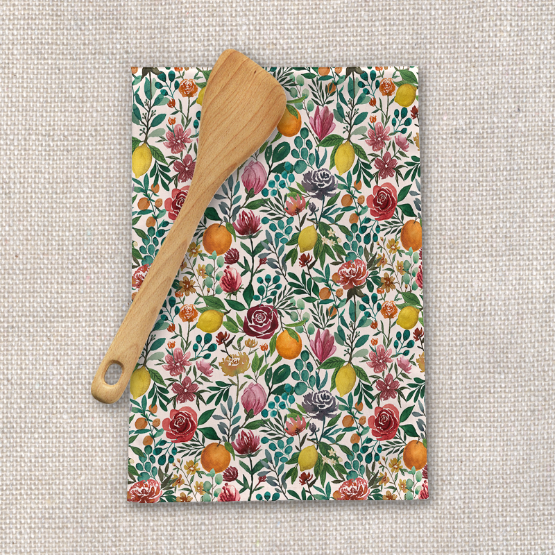 Fruit and Flowers Tea Towel