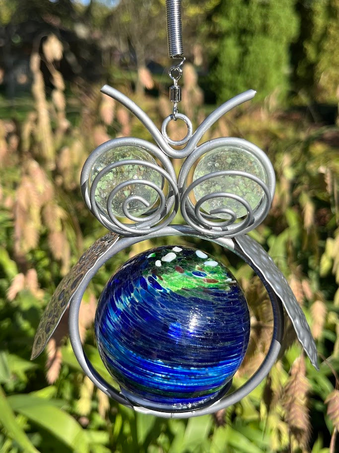 Owl Garden Ornament- Blown Glass - Solar