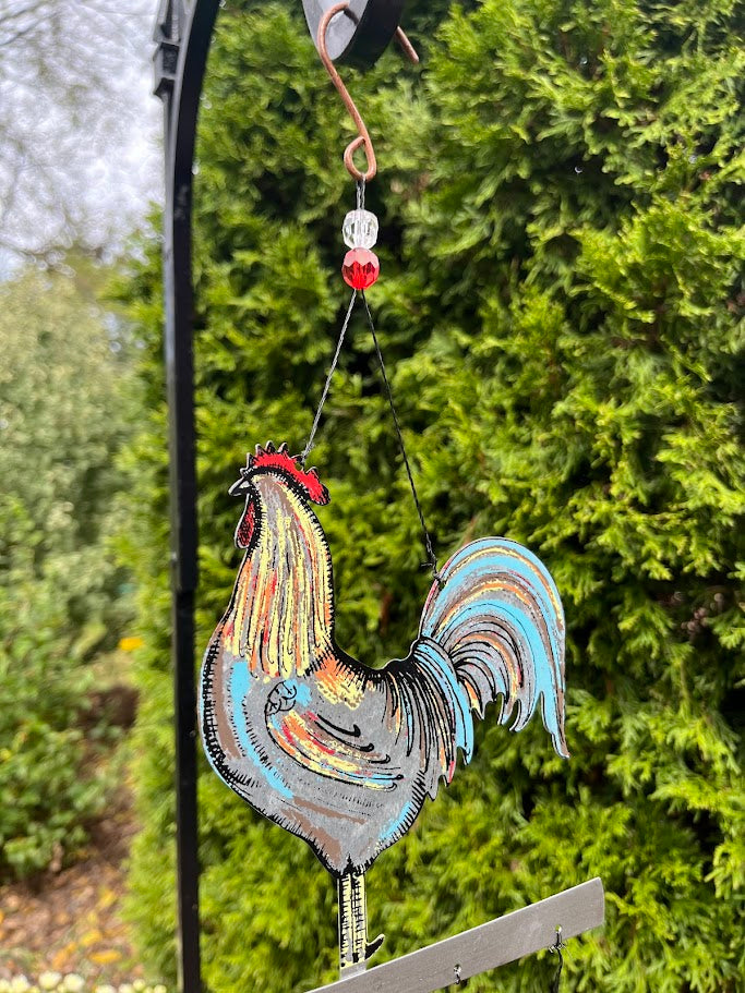 Whimsical Art Windchime - Rooster WELCOME