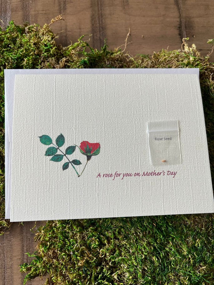 Handmade Mother's Day Greeting Card- Rose Seed