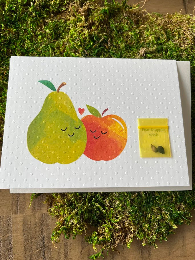 Handmade Wedding Greeting Card - Apple & Pear