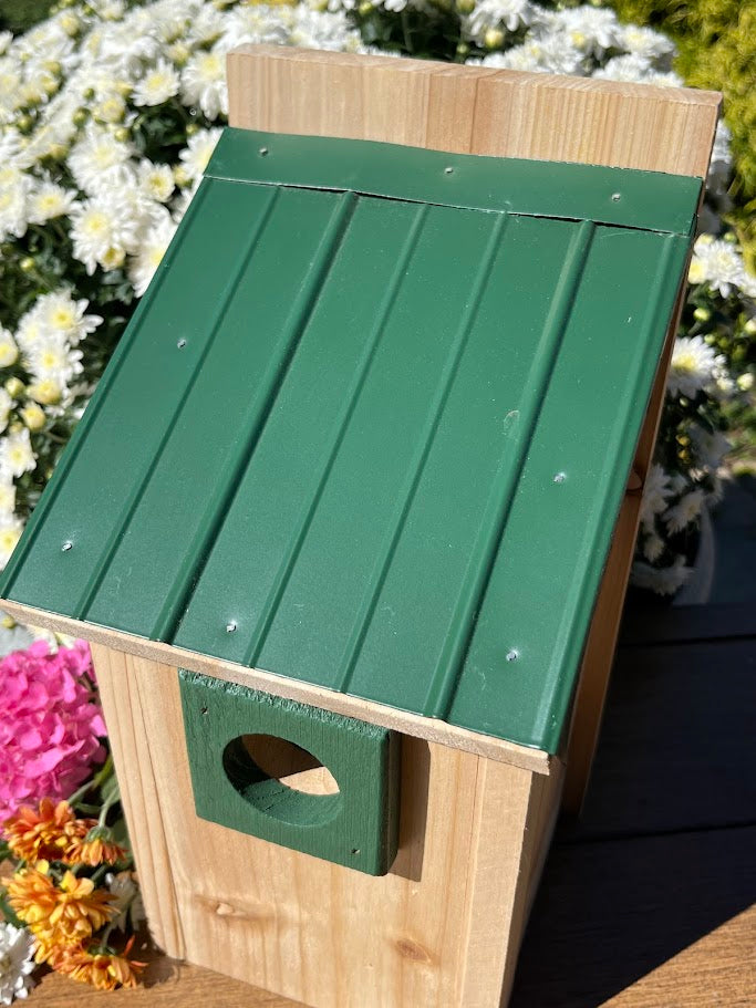 Bluebird Nesting Box with Tin Roof